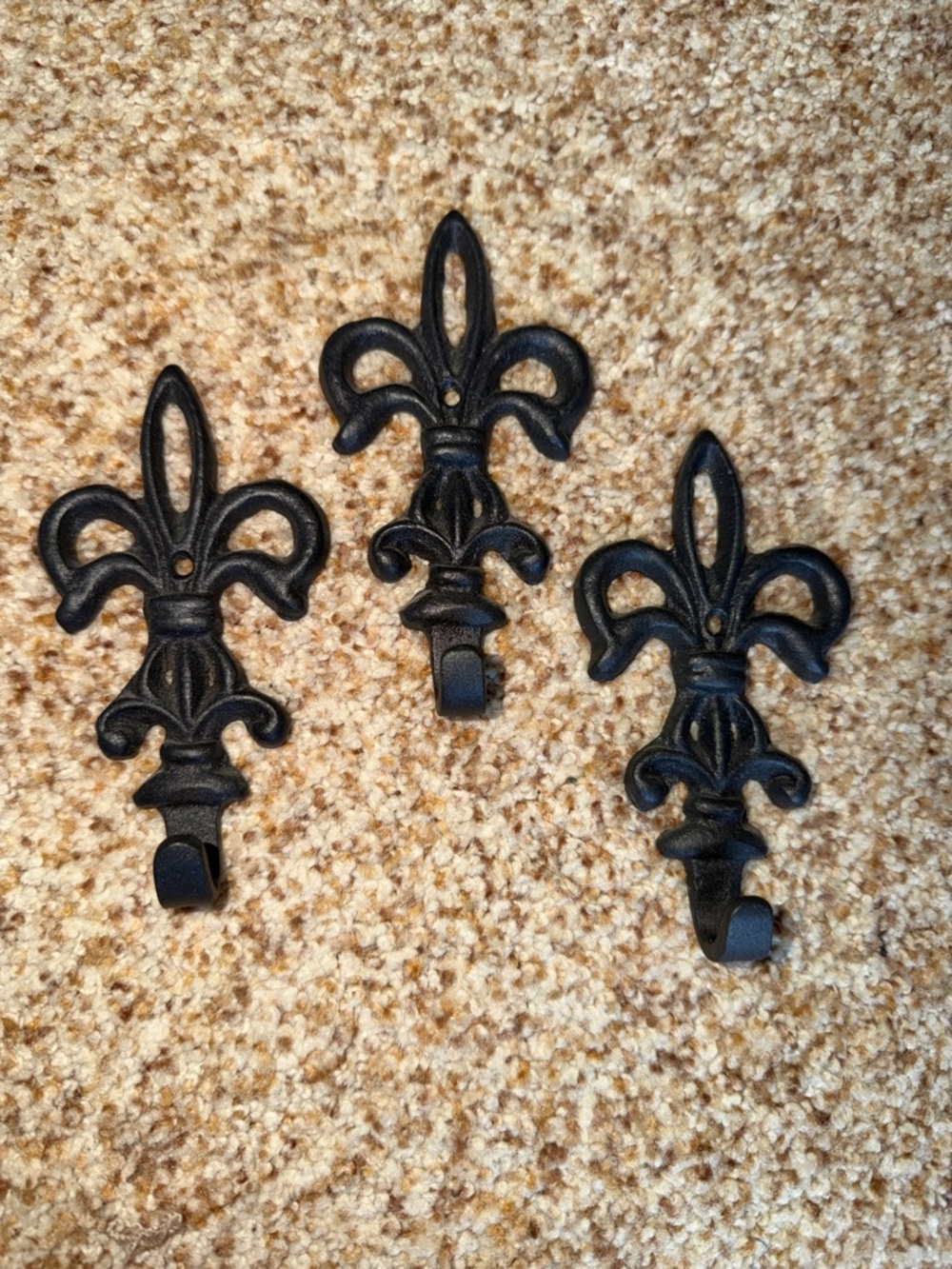 Set of 3 Fleur-de-Lis Cast Iron Wall Hooks - Black - Ballard Designs